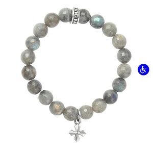King Baby 10MM LABRADORITE BRACELETO
WITH SMALL MB CROSS